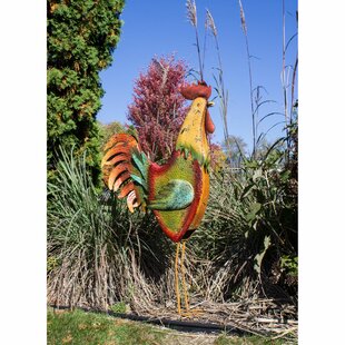 Large Metal Rooster Yard Art | Wayfair